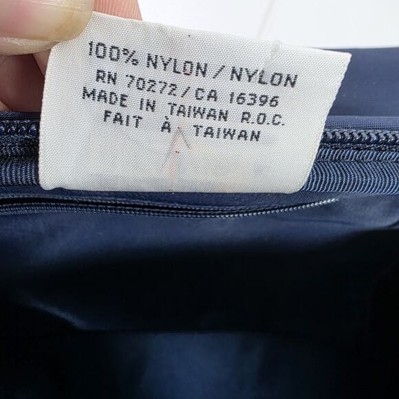 Liz Claiborne Nautical Tote Travel Bag Duffle Anchor Small Nylon Blue Yellow 90s - Picture 11 of 16